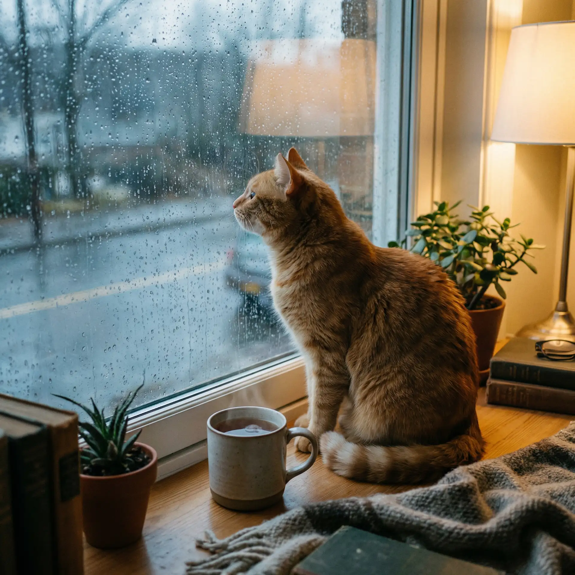 猫咪望着窗外的雨 - 逃跑吧少年兑换码